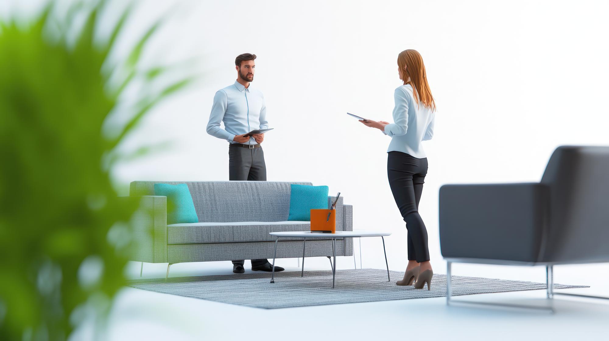 Consultant imobiliar discutând cu proprietarul